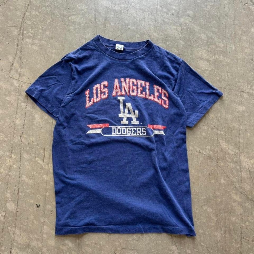 Vintage 80's Champion‎ Los Angeles Dodgers Blue Single Stitch Shirt Size Large